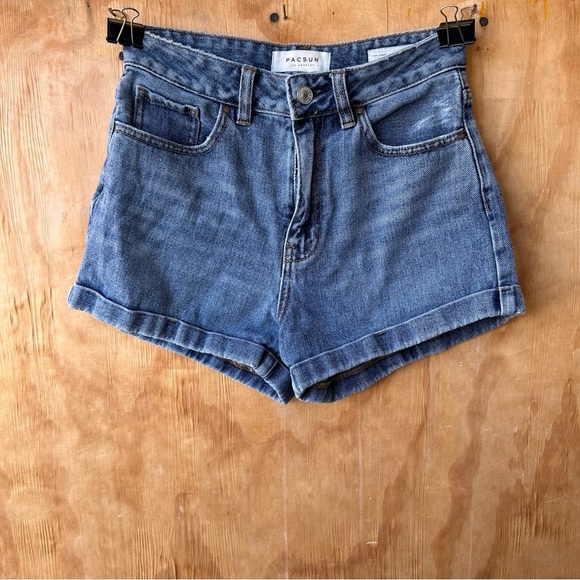 PacSun Mom Jean Short Rigid Denim 100% Cotton High Rise - Picture 7 of 9